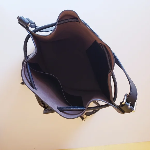 ALLSAINTS Alpha Pebble Leather Convertible Backpack/ Shoulder Bag Purse Black - Picture 14 of 16